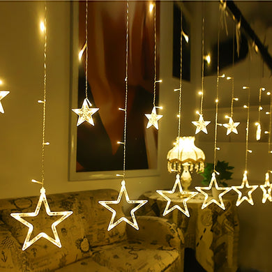 Twinkle 12 Stars LED Curtain String Window Curtain Lights for Christmas