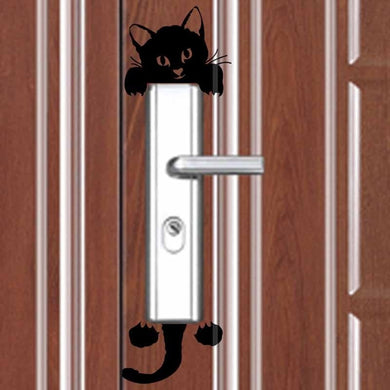 Creative Room Switch Sticker Decoration Black Cartoon Cute Cat Waterproof 3pcs