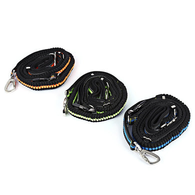 Dual-handle Bungee Reflective Stitching Adjustable Waist Belt Dog Leash for Running Walking Hiking