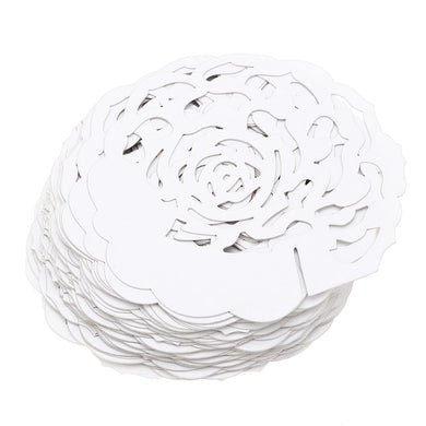 50pcs Hollow Rose Shape Decoration Paper Wine Glass Place Card