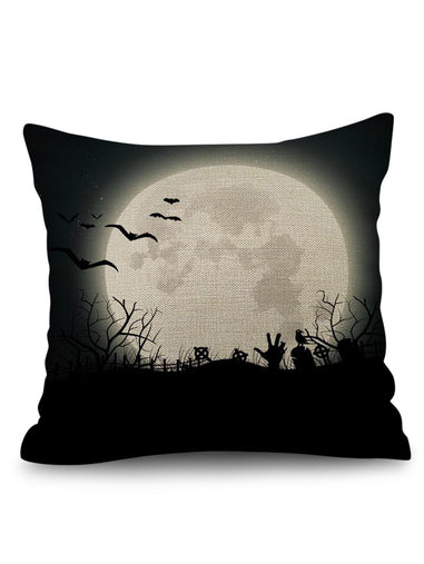 Halloween Bat Moon Printed Pillow Cover